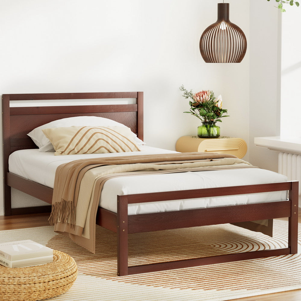Artiss Bed Frame King Single Size Wooden Walnut WITTON-Furniture > Bedroom-PEROZ Accessories