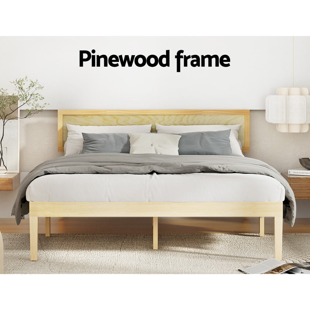 Artiss Bed Frame Double Size Wooden Base Mattress Platform Timber Pine YUMI-Furniture > Bedroom-PEROZ Accessories