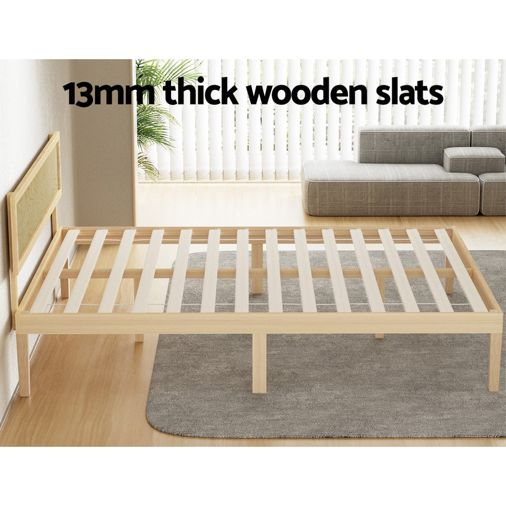 Artiss Bed Frame Double Size Wooden Base Mattress Platform Timber Pine YUMI-Furniture > Bedroom-PEROZ Accessories
