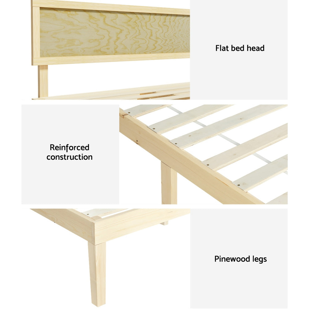 Artiss Bed Frame Double Size Wooden Base Mattress Platform Timber Pine YUMI-Furniture > Bedroom-PEROZ Accessories