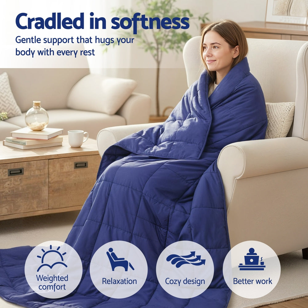 Giselle Bedding Weighted Blanket 9KG Kids Adults Heavy Gravity Relax Calm Blue-Home & Garden > Bedding > Blankets & Throws-PEROZ Accessories