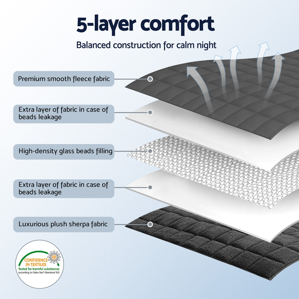 Giselle 11KG Weighted Blanket Adults Kid Anti Anxiety Gravity Blankets Sherpa Fleece-Home & Garden > Bedding > Blankets & Throws-PEROZ Accessories