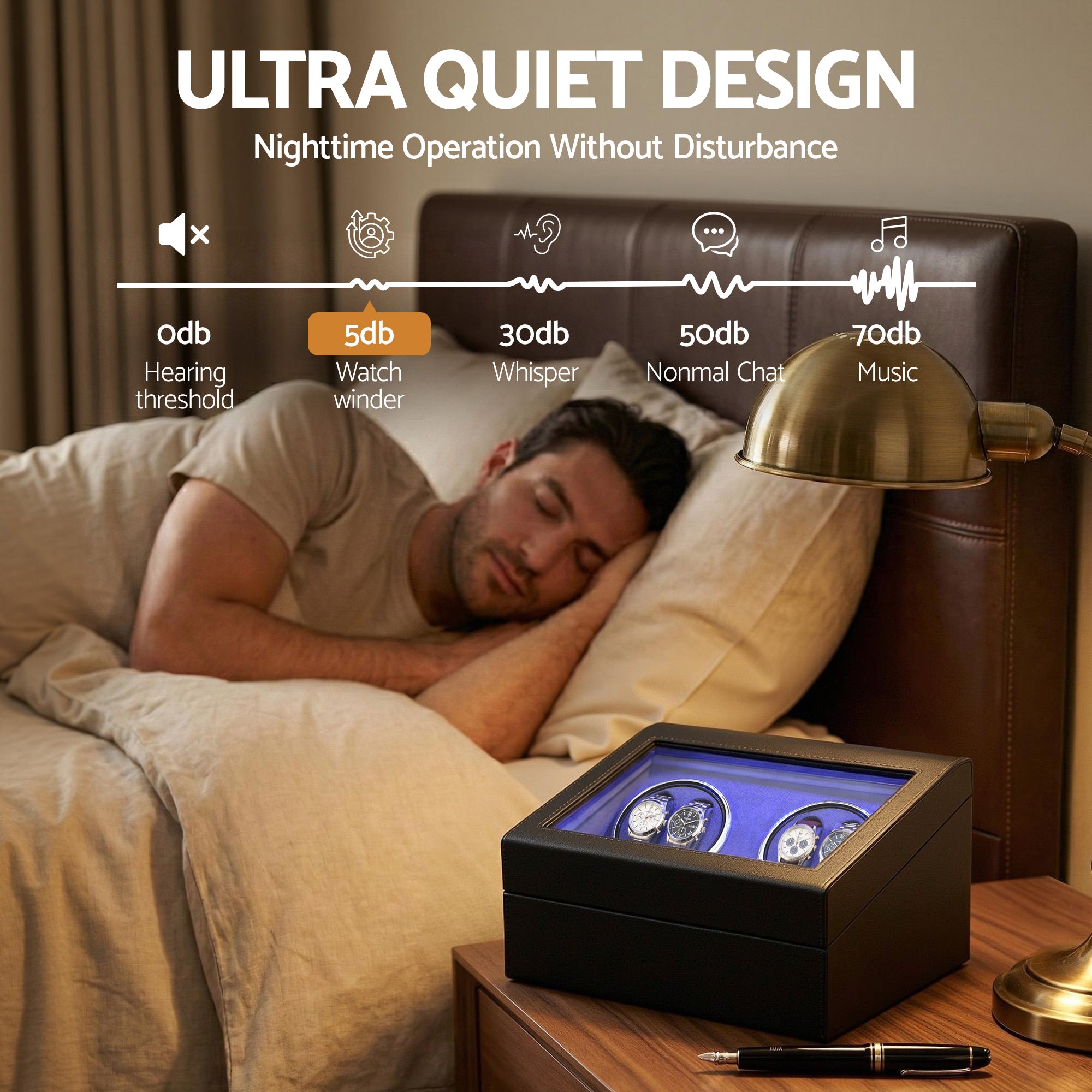 Embellir Watch Winder Automatic Double Watch Winder Box LED Black-Fashion > Men&