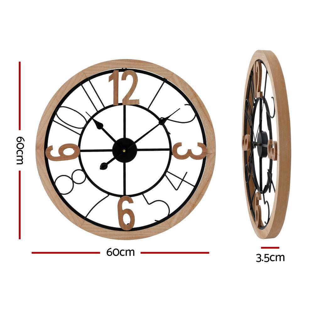 Artiss 60CM Wall Clock Wooden-Home & Garden > Decor-PEROZ Accessories