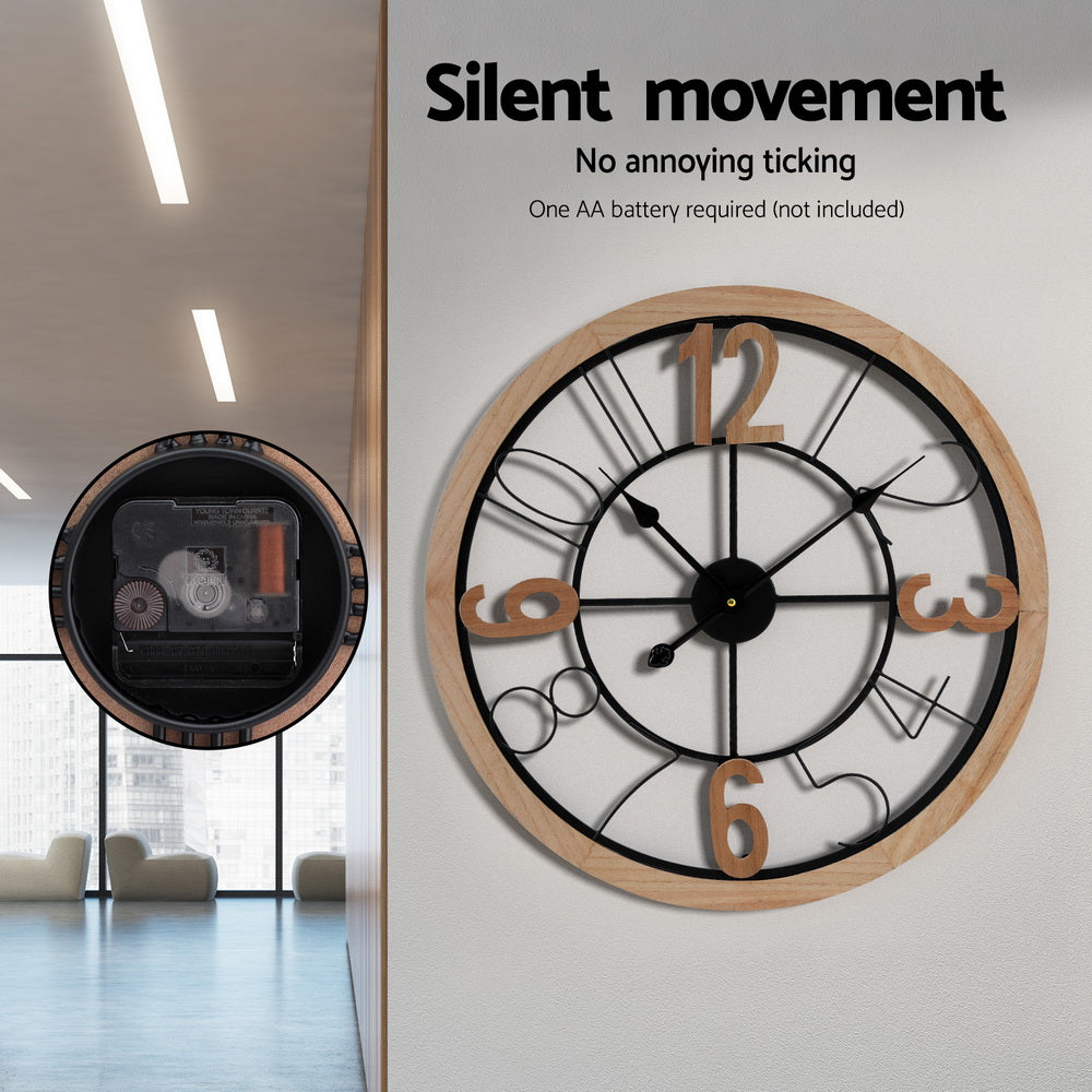 Artiss 60CM Wall Clock Wooden-Home & Garden > Decor-PEROZ Accessories