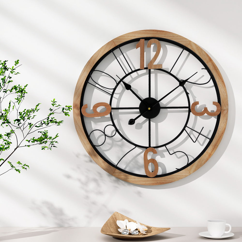 Artiss 60CM Wall Clock Wooden-Home & Garden > Decor-PEROZ Accessories