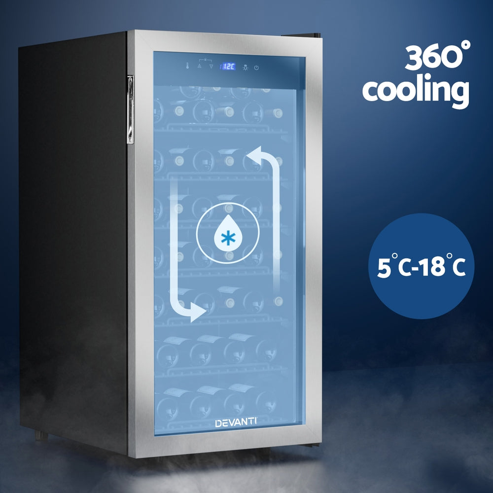Devanti Wine Fridge Cooler 42 Bottles-Appliances > Fridges & Freezers > Wine Fridges-PEROZ Accessories