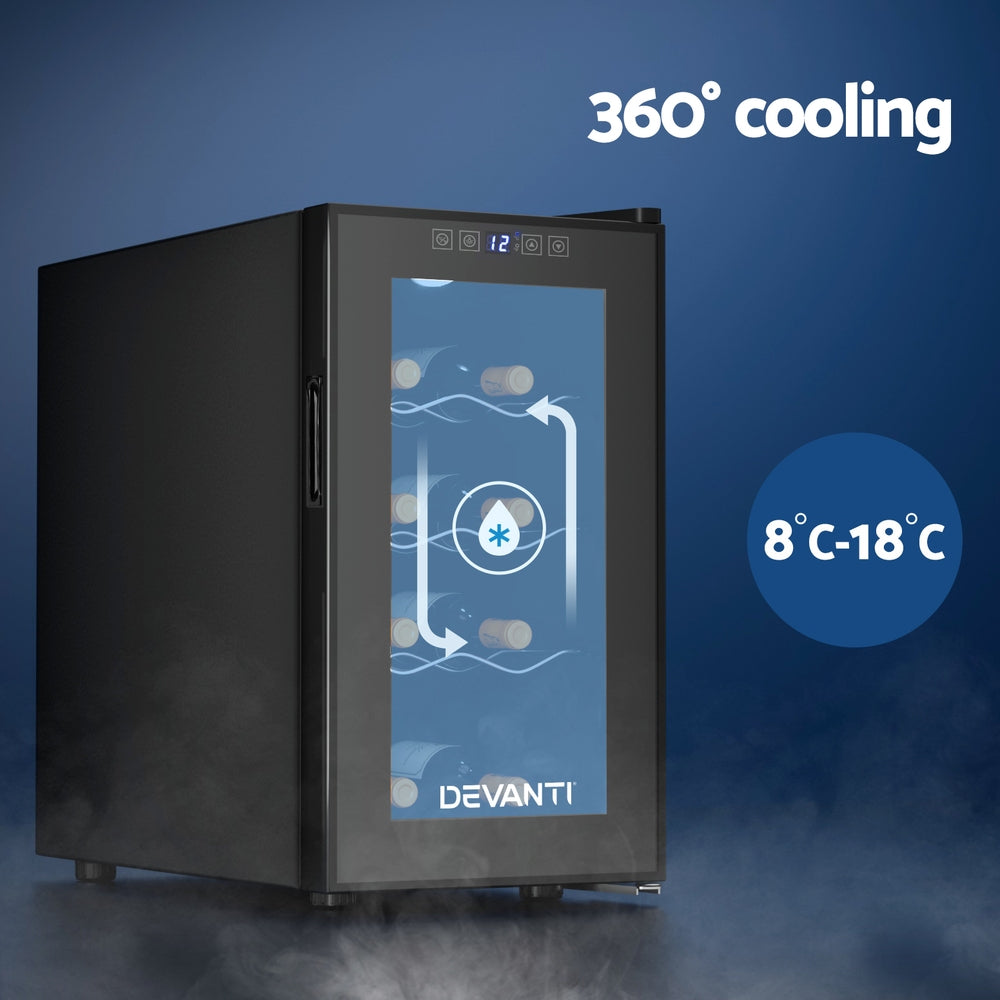 Devanti Wine Fridge Cooler 8 Bottles-Appliances > Fridges & Freezers > Wine Fridges-PEROZ Accessories