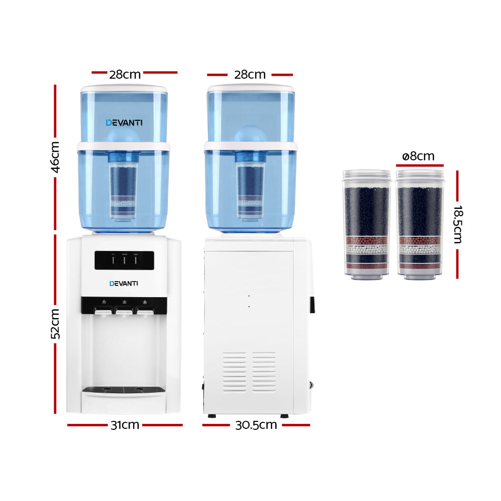 Devanti Water Cooler Dispenser Bench Top 22L w/2 Filter-Water Dispensers-PEROZ Accessories