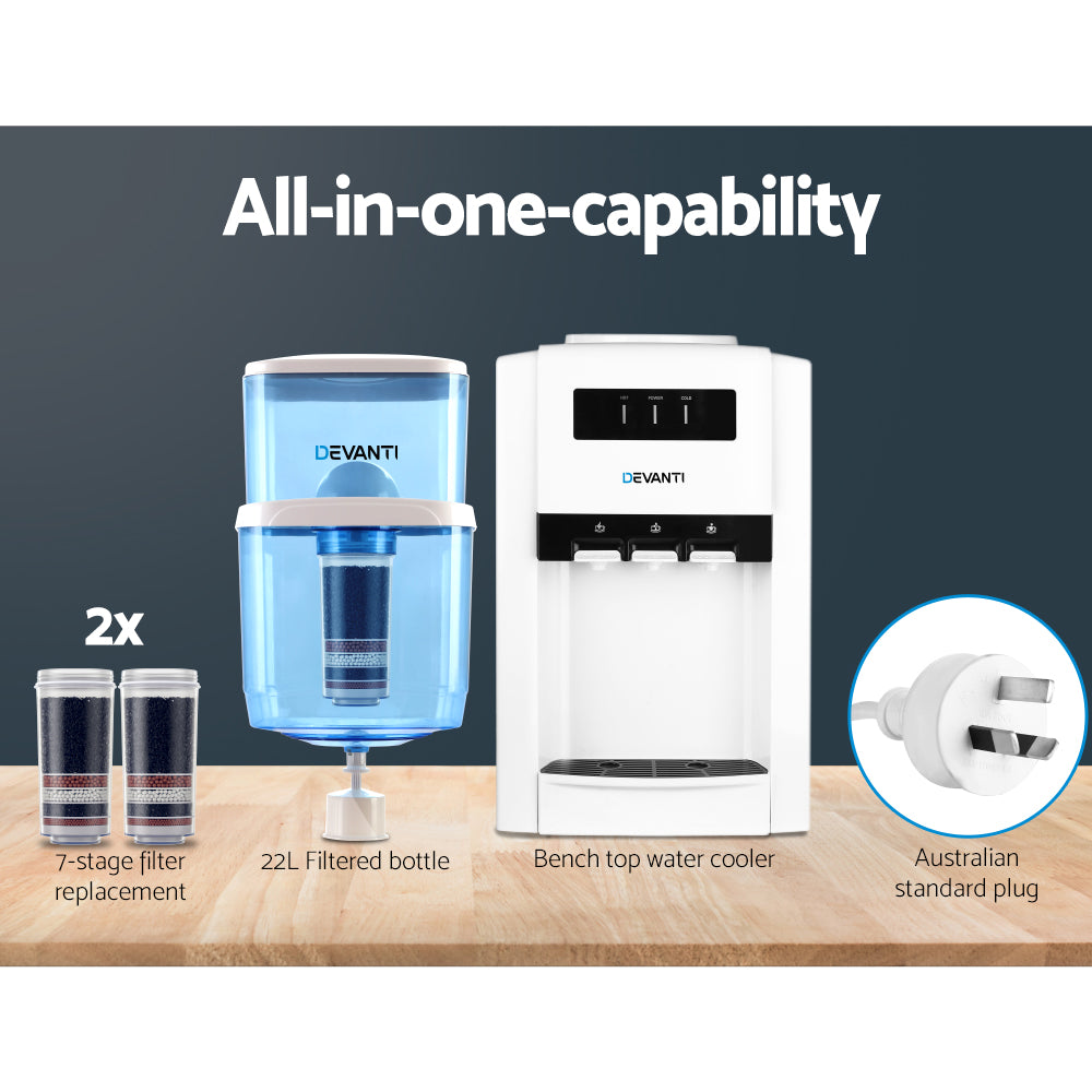 Devanti Water Cooler Dispenser Bench Top 22L w/2 Filter-Water Dispensers-PEROZ Accessories