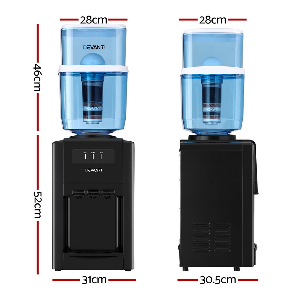 22L Devanti Water Cooler Dispenser Bench Top 3 Taps Chiller Filter Purifier Three Taps Balck-Appliances > Kitchen Appliances > Water Dispensers-PEROZ Accessories