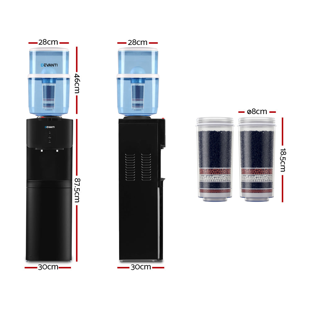 Devanti Water Cooler Dispenser Stand 22L Bottle Black w/2 Filter-Water Dispensers-PEROZ Accessories