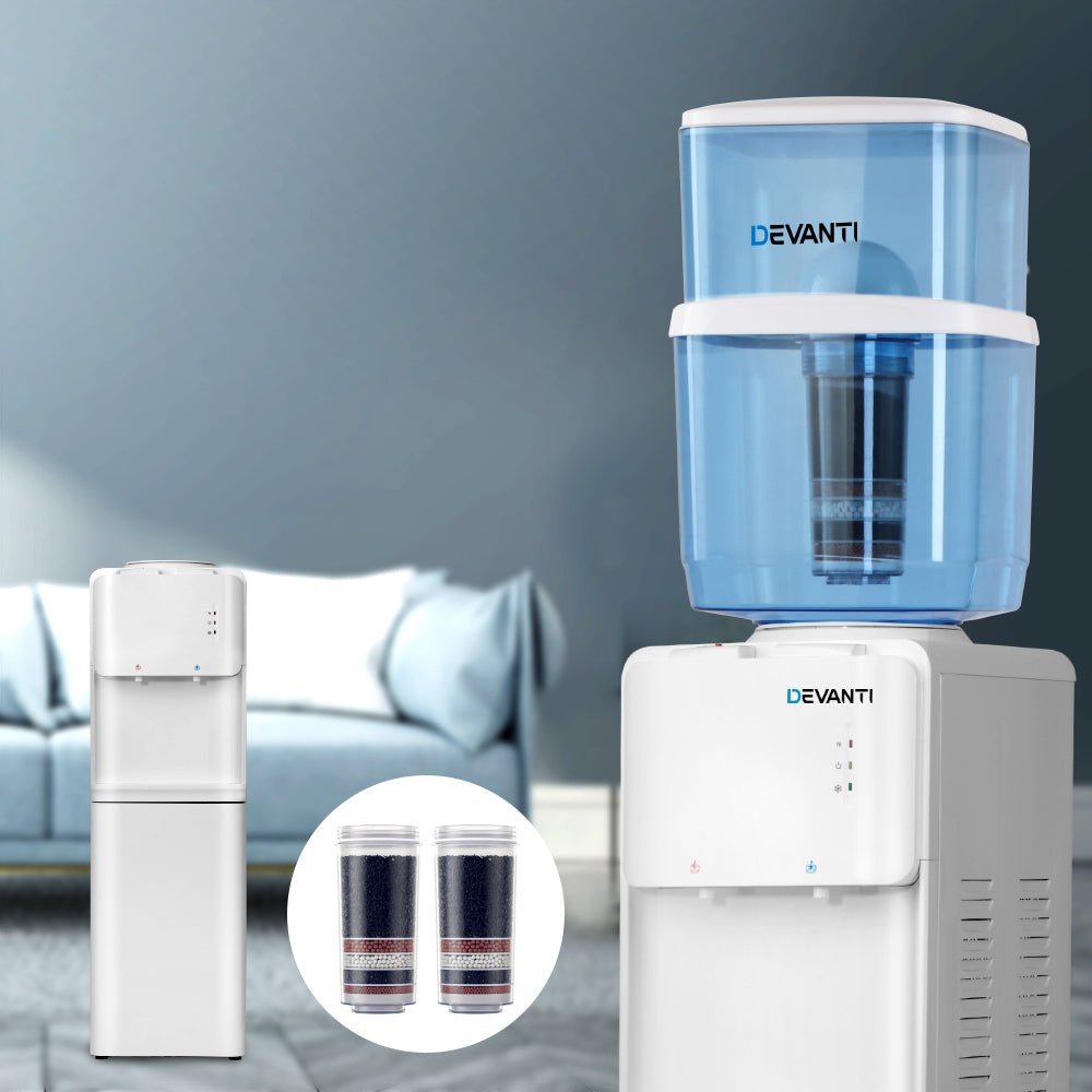 Devanti Water Cooler Dispenser Stand 22L Bottle White w/2 Filter-Water Dispensers-PEROZ Accessories