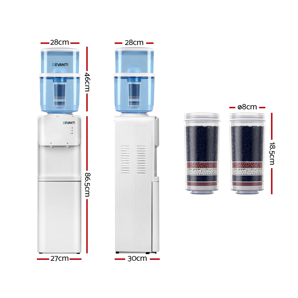 Devanti Water Cooler Dispenser Stand 22L Bottle White w/2 Filter-Water Dispensers-PEROZ Accessories