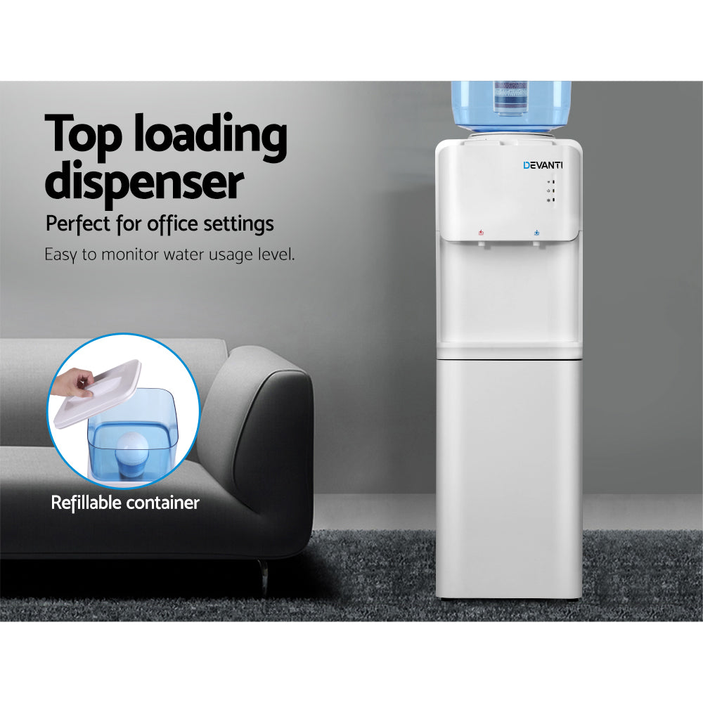 Devanti Water Cooler Dispenser Stand 22L Bottle White w/2 Filter-Water Dispensers-PEROZ Accessories