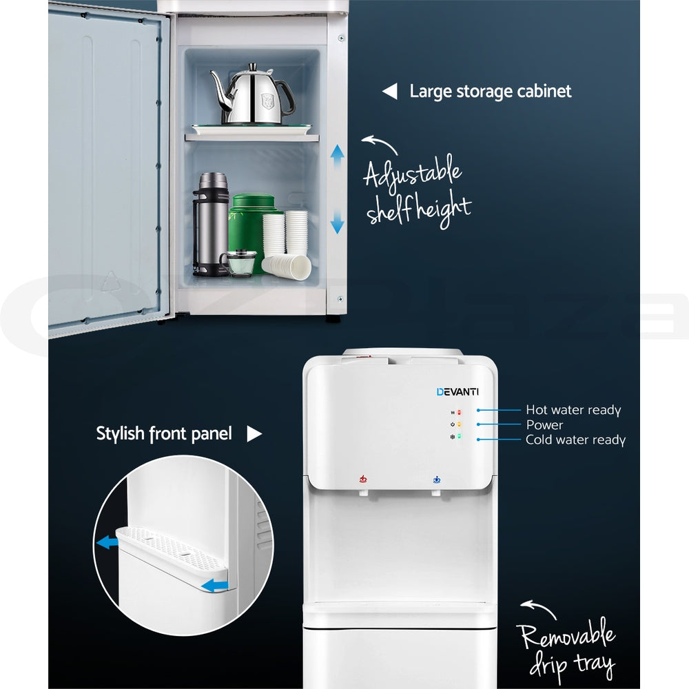 Devanti Water Cooler Dispenser Stand 22L Bottle White w/2 Filter-Water Dispensers-PEROZ Accessories