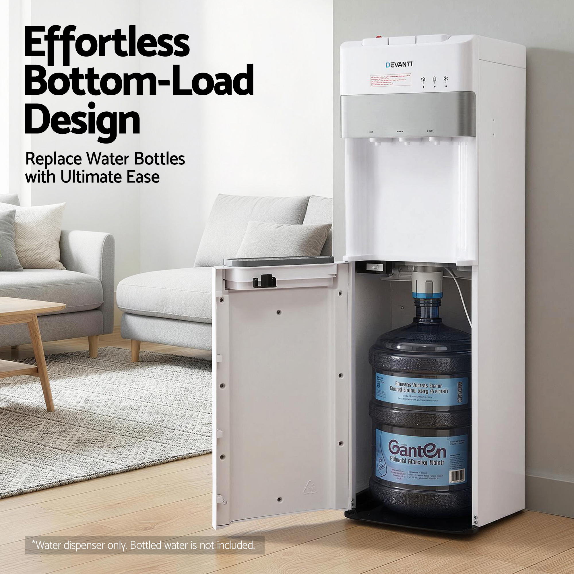 Devanti 3 Taps Water Cooler Dispenser Bottom Loading Dispenser Chiller Filter Purifier