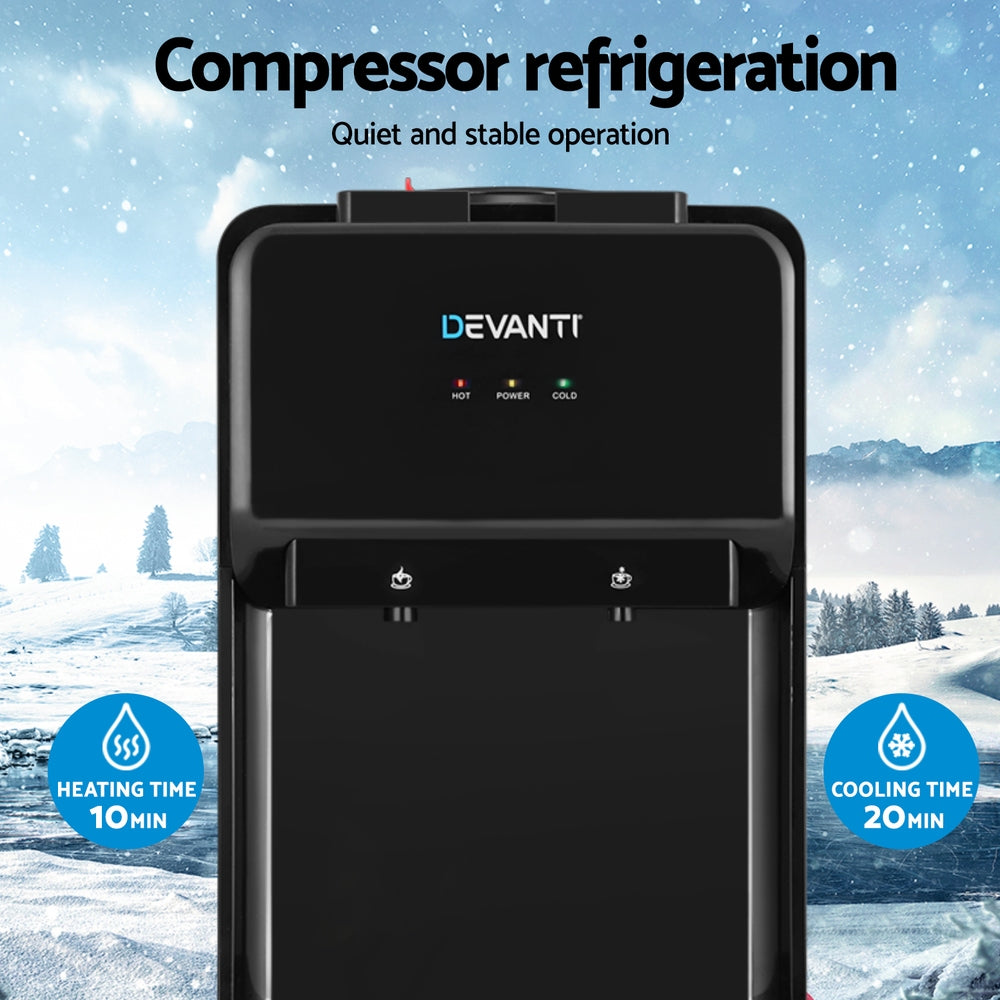 Devanti Water Cooler Dispenser 22L Bench Top Chiller Purifier Filter Hot Cold Black-Appliances > Kitchen Appliances > Water Dispensers-PEROZ Accessories