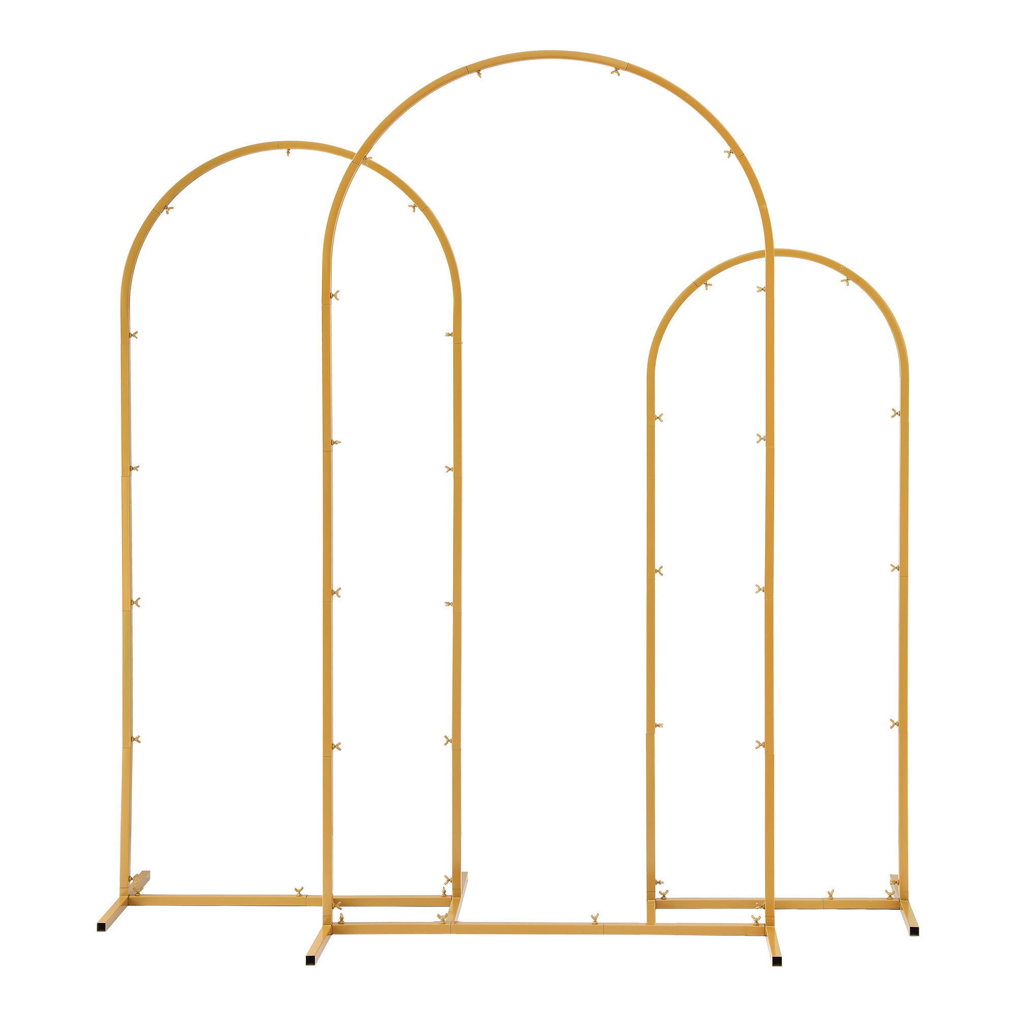 Wedding Arch Backdrop Stand Set of 3 Gold Metal Wedding Arched Frame, Easy to Assemble, Stable Balloon Arch Standfor Wedding, Baby Shower, Party Decoration-Occasions > Wedding Accessories > Other Wedding Decorations-PEROZ Accessories