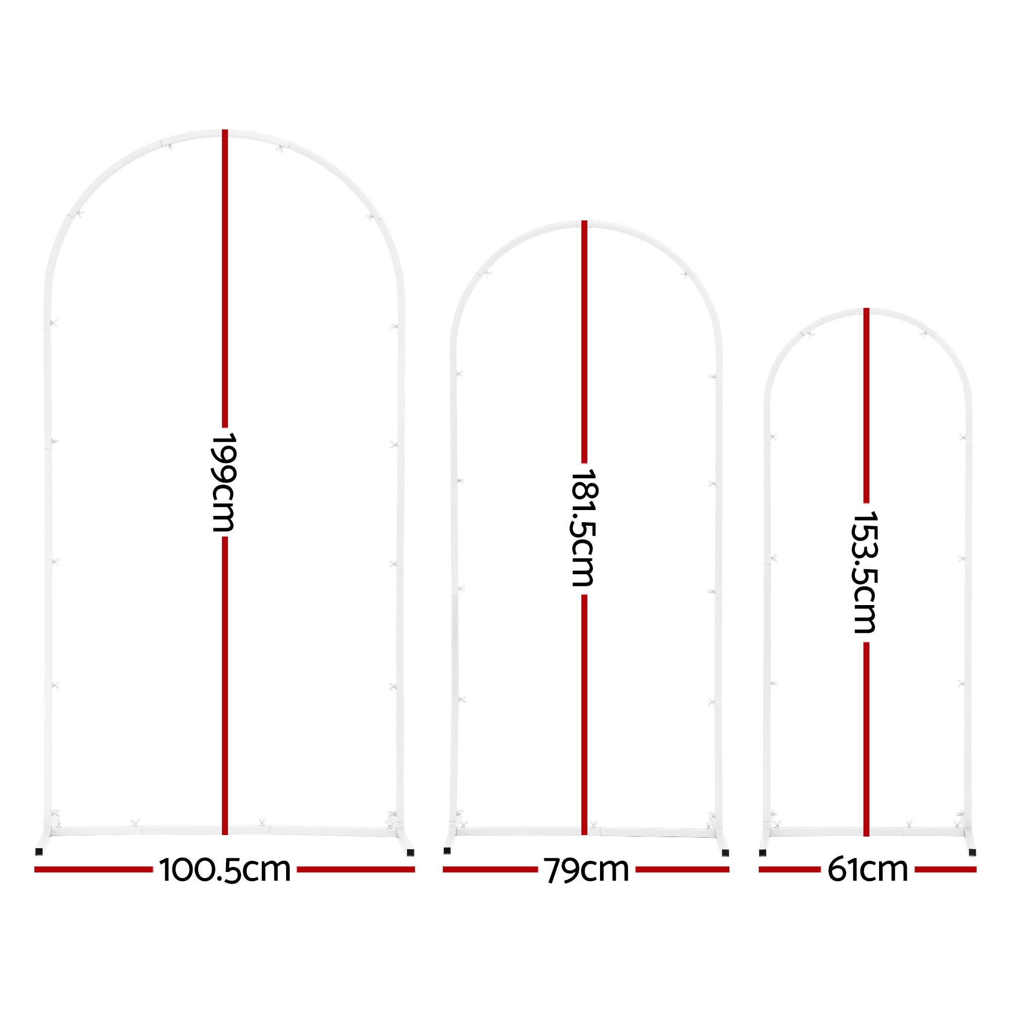 Wedding Arch Backdrop Stand Set of 3 Metal Wedding Arched Frame White, Easy to Assemble, Stable Balloon Arch Standfor Wedding, Baby Shower, Party Decoration-Occasions > Wedding Accessories > Other Wedding Decorations-PEROZ Accessories