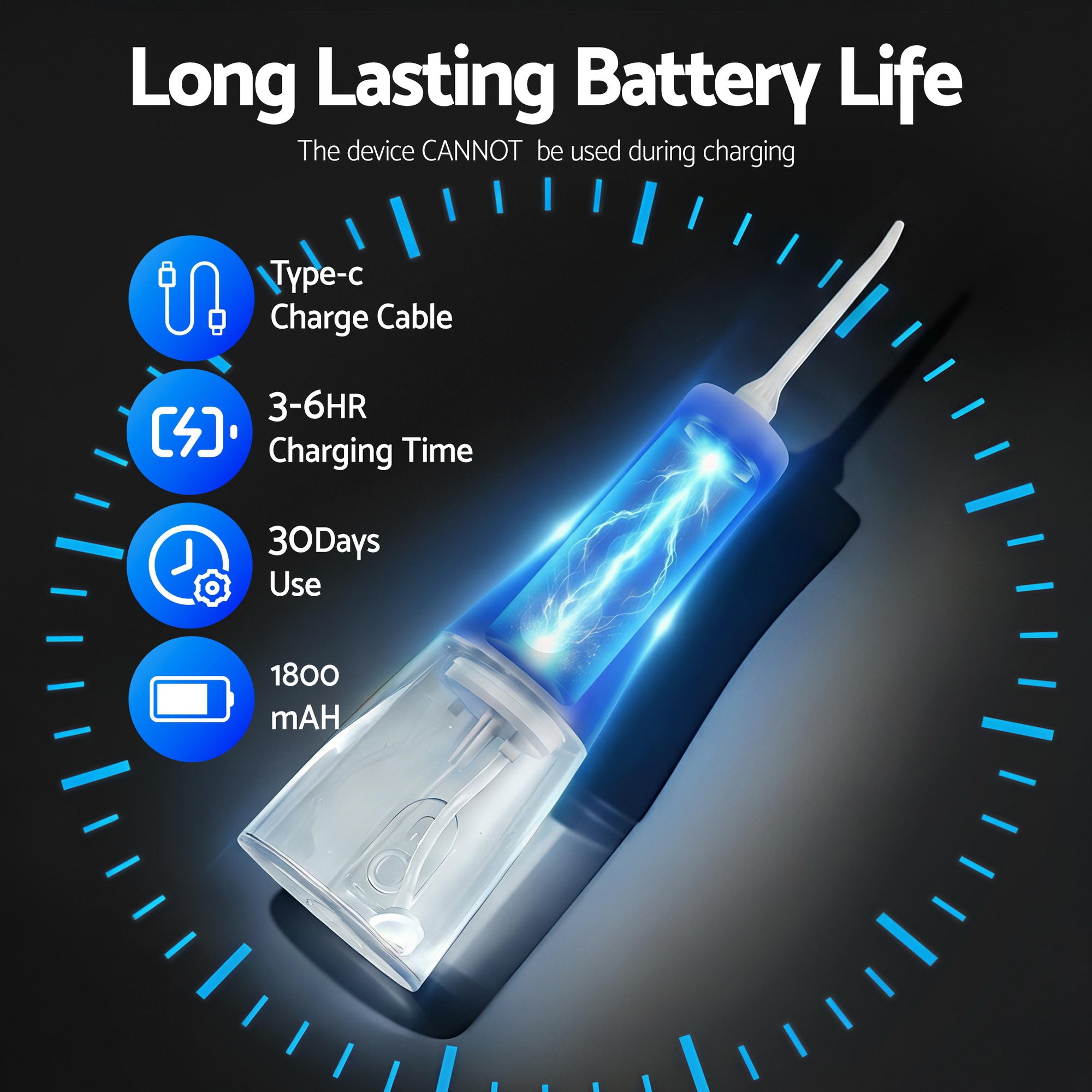 Devanti Cordless Water Flosser Dental Oral Irrigator White-Health & Beauty > Personal Care > Oral Care-PEROZ Accessories