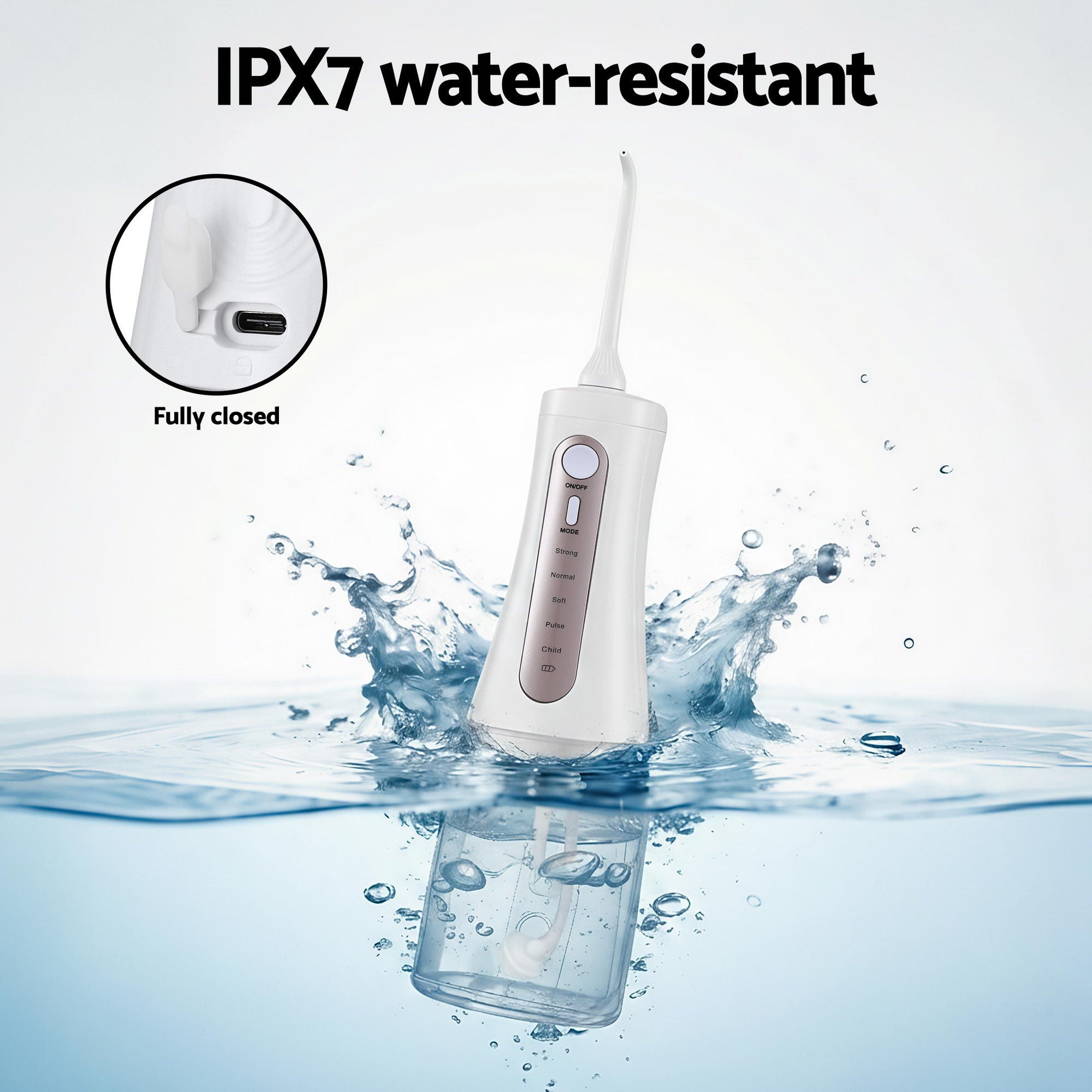 Devanti Cordless Water Flosser Dental Oral Irrigator White-Health & Beauty > Personal Care > Oral Care-PEROZ Accessories