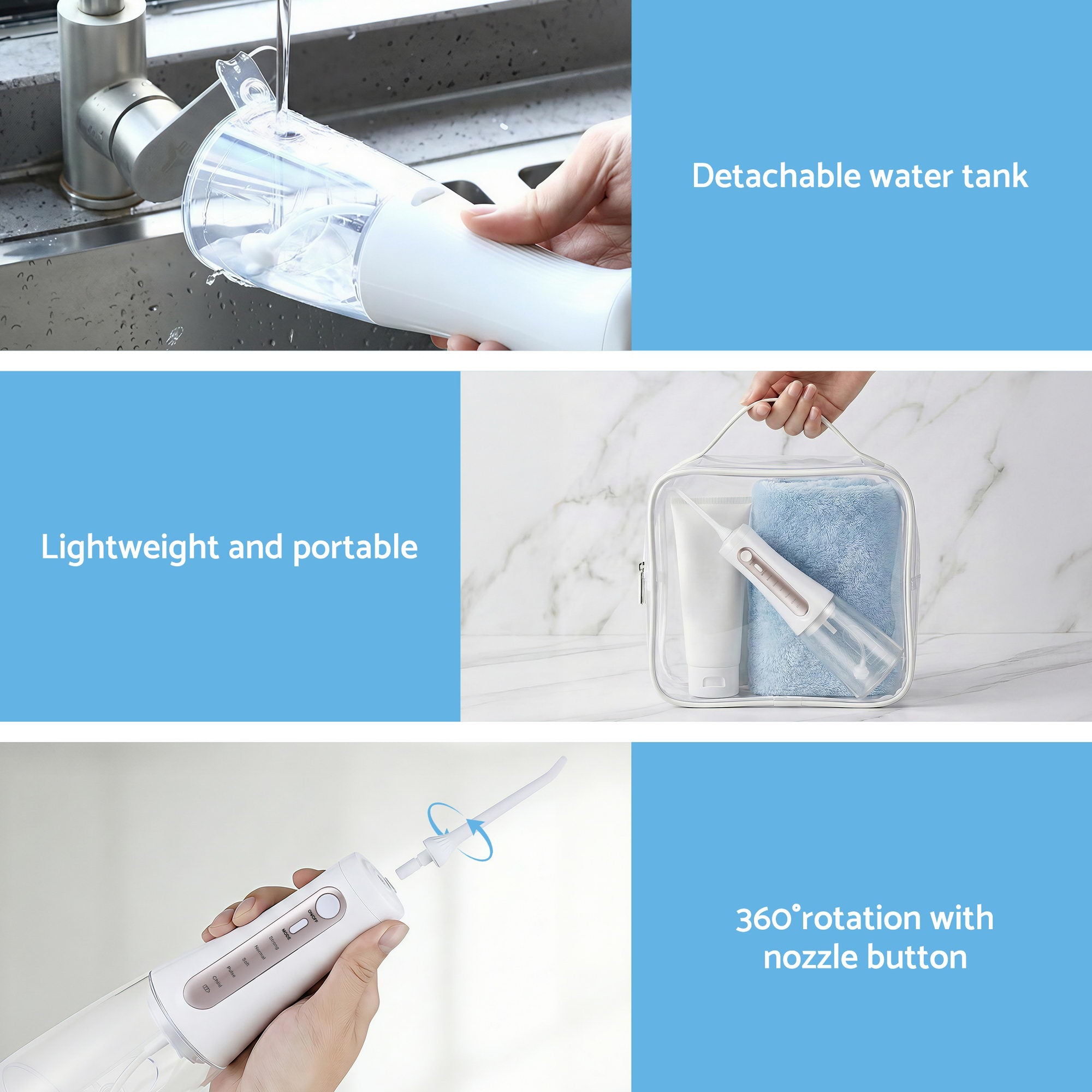 Devanti Cordless Water Flosser Dental Oral Irrigator White-Health & Beauty > Personal Care > Oral Care-PEROZ Accessories