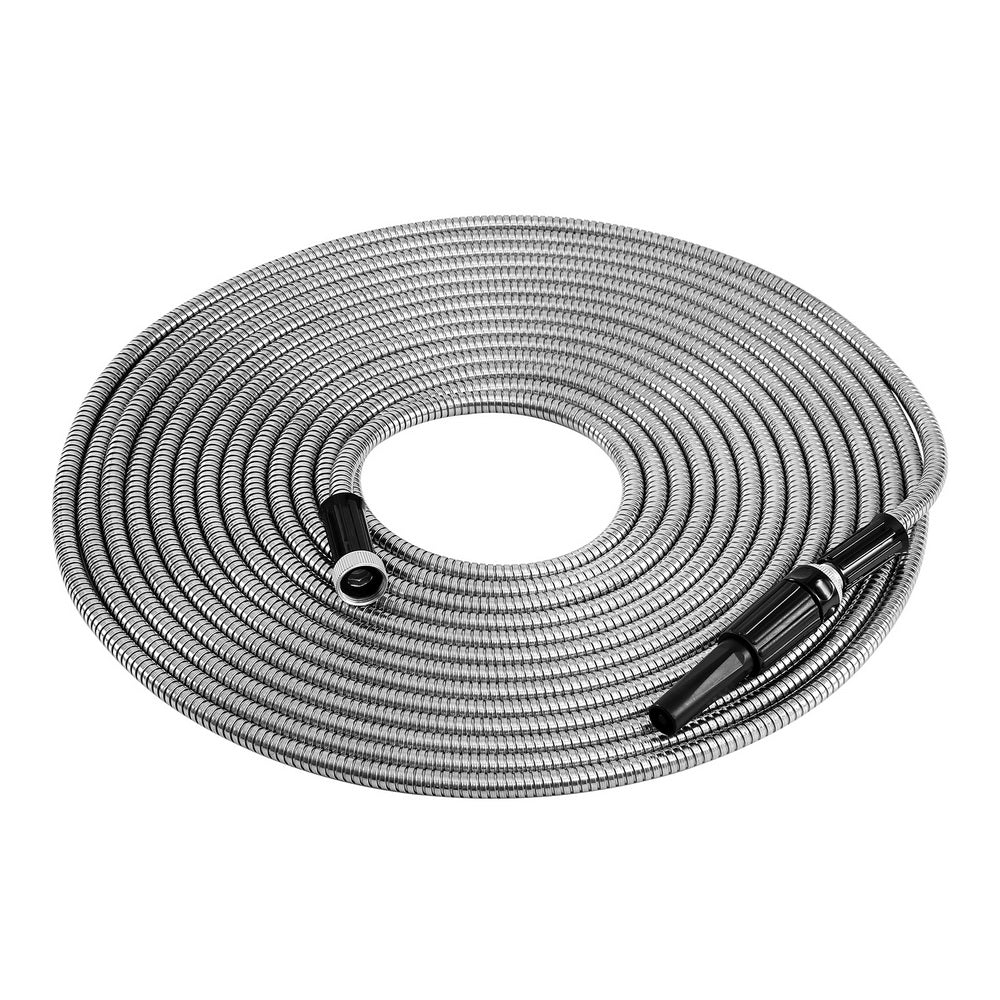 Giantz Water Hose Stainless Steel 30M with Spray Nozzle-Home & Garden > Garden Tools > Garden Hoses-PEROZ Accessories