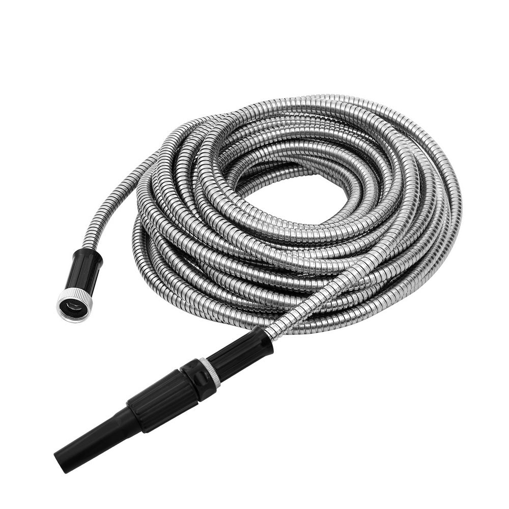 Giantz Water Hose Stainless Steel 30M with Spray Nozzle-Home & Garden > Garden Tools > Garden Hoses-PEROZ Accessories