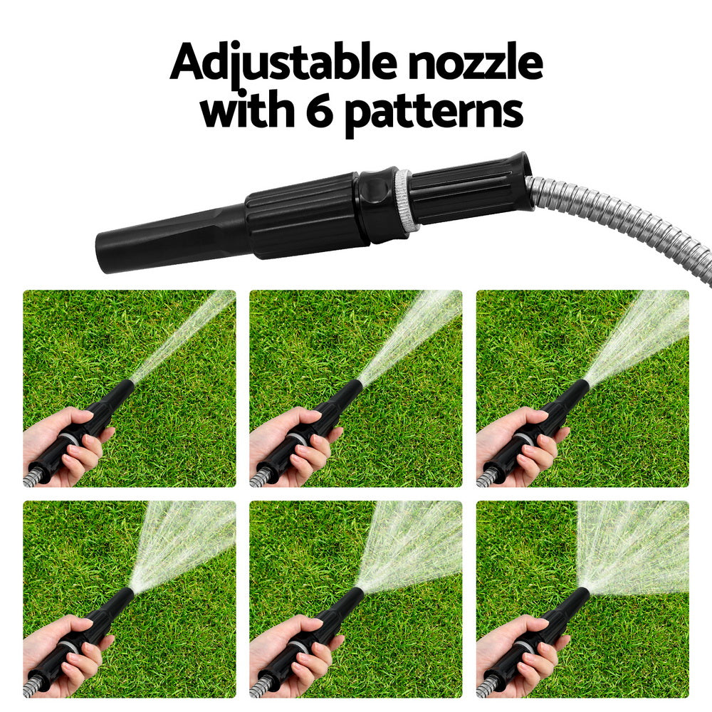 Giantz Water Hose Stainless Steel 30M with Spray Nozzle-Home & Garden > Garden Tools > Garden Hoses-PEROZ Accessories