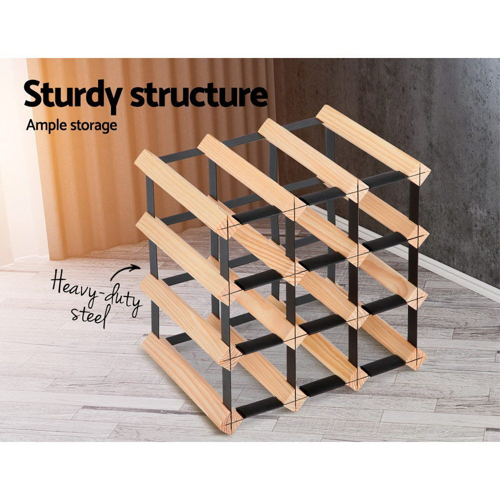 Artiss Wine Rack 12 Bottle-Home & Garden > Storage-PEROZ Accessories