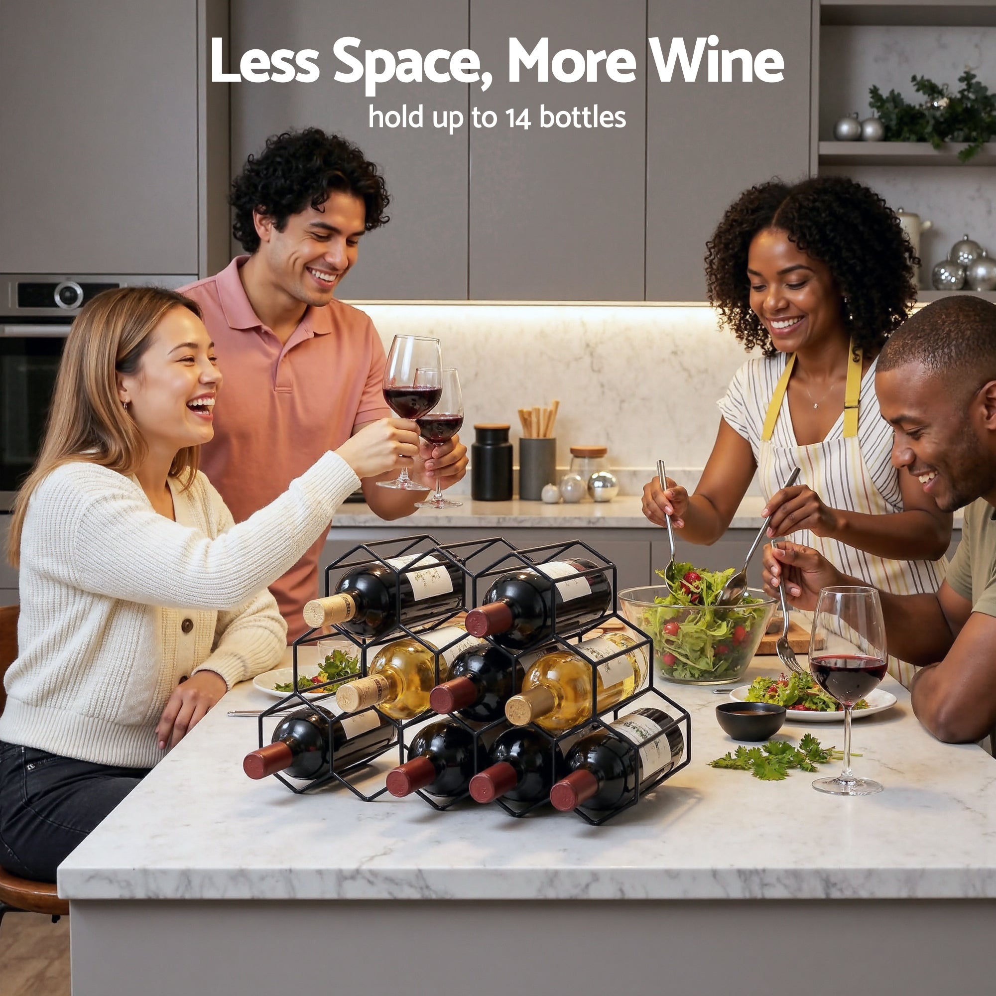Artiss Wine Rack Metal 12 Bottle No Assembly Required Black-Furniture > Dining > Wine Racks-PEROZ Accessories
