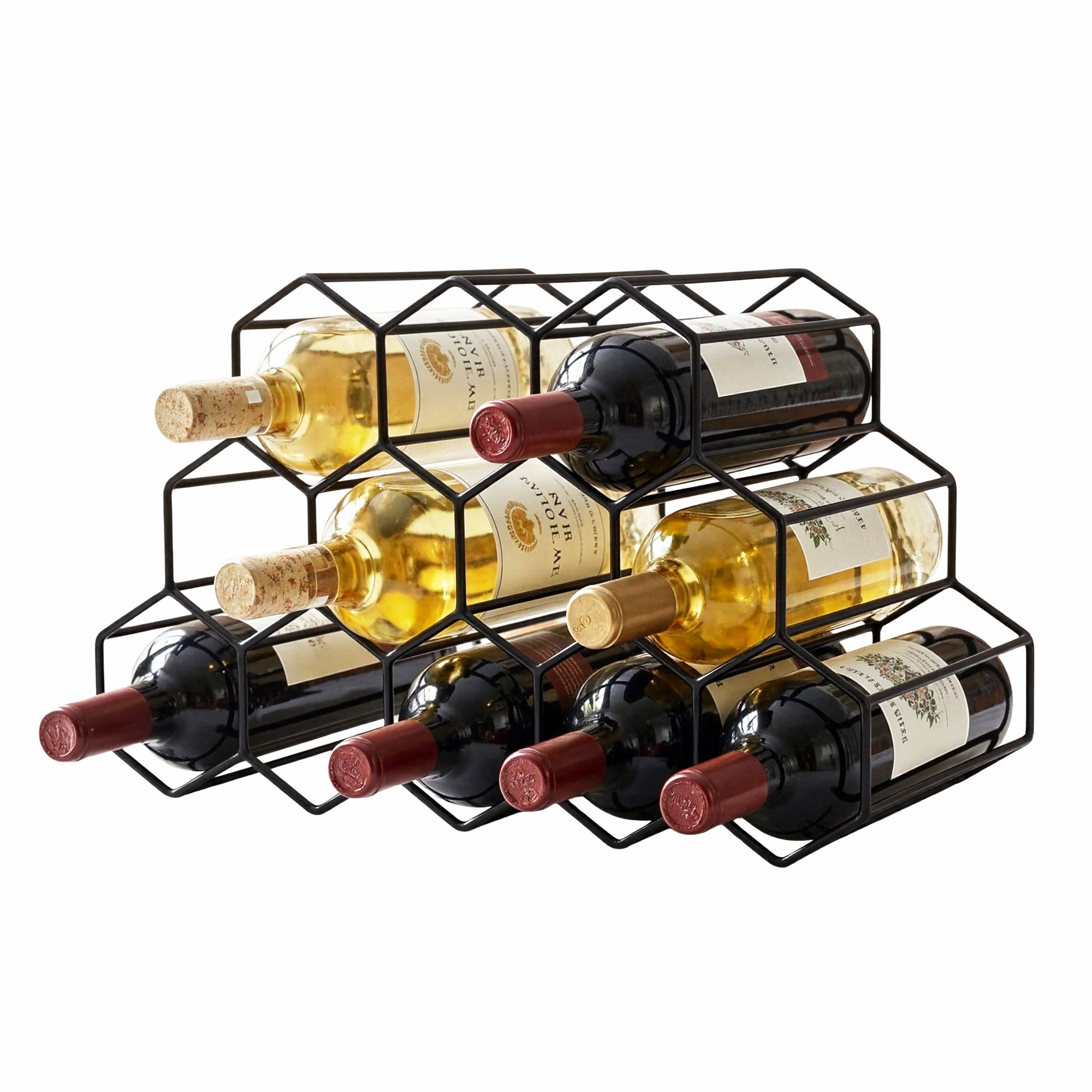 Artiss Wine Rack Metal 12 Bottle No Assembly Required Black-Furniture > Dining > Wine Racks-PEROZ Accessories