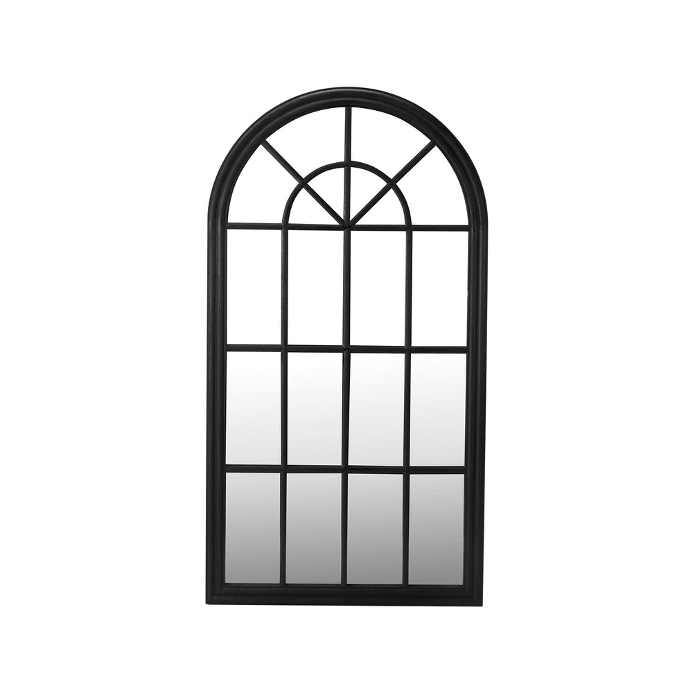Oikiture 2PC Window Mirror Arched 76x51cm Wooden Black-Wall Mirror-PEROZ Accessories
