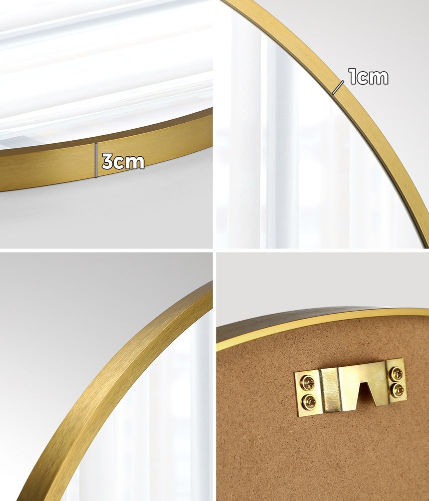 Oikiture Wall Mirror Round 70cm Gold-Wall Mirror-PEROZ Accessories