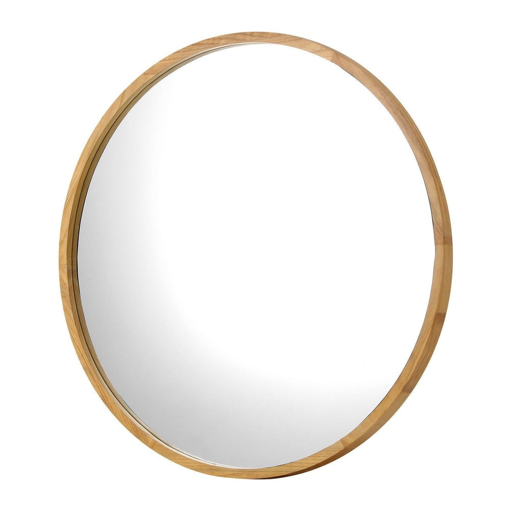 Oikiture Wall Mirror with Wood Frame 70cm Round-Wall Mirror-PEROZ Accessories