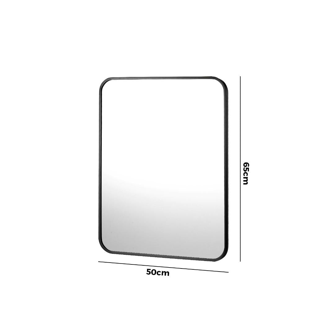 Oikiture Wall Mirrors Black Metal Frame 65x50cm Rectangle-Wall Mirrors-PEROZ Accessories