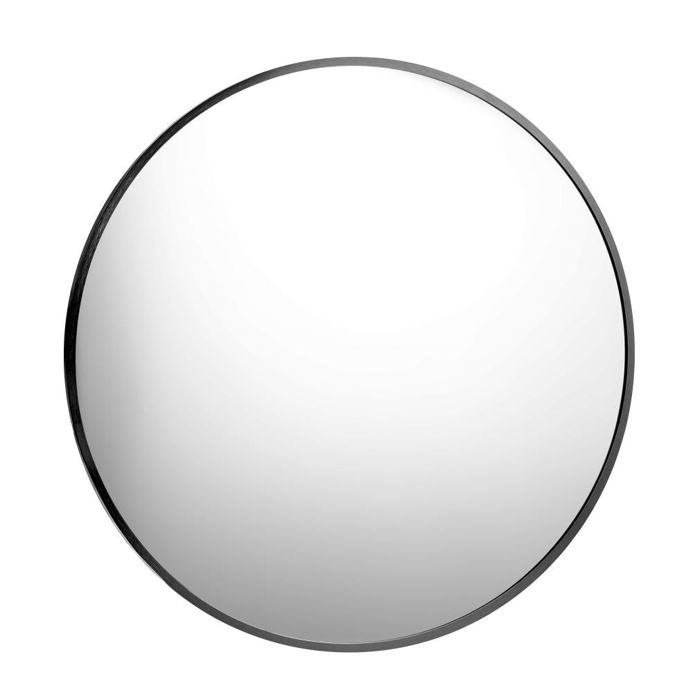 Oikiture Wall Mirrors Round Makeup Mirror Vanity Home Decro 50cm Black Bedroom-Wall Mirrors-PEROZ Accessories