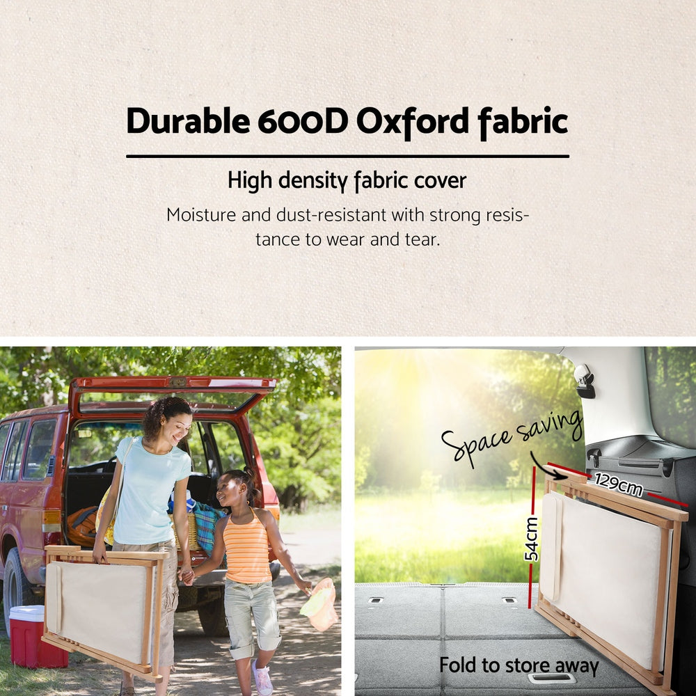 Gardeon Outdoor Deck Chair Wooden Sun Lounge Folding Beach Patio Furniture Beige-Sun Lounges-PEROZ Accessories