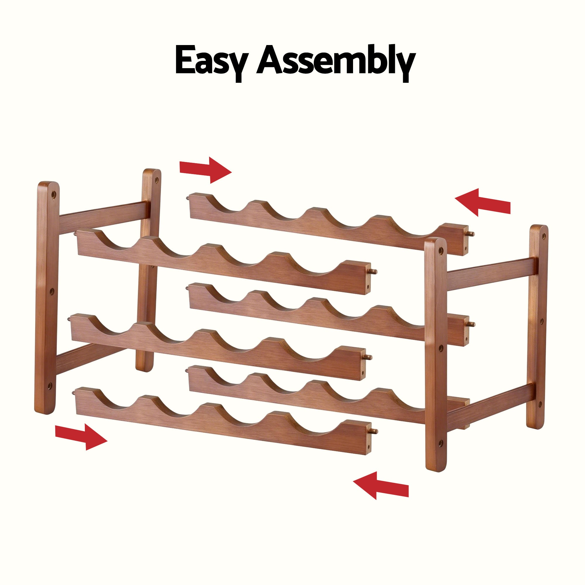 Artiss Bamboo Wine Rack 3-Tier Display Storage Organizer 12 Bottle Walnut-Furniture > Dining > Wine Racks-PEROZ Accessories