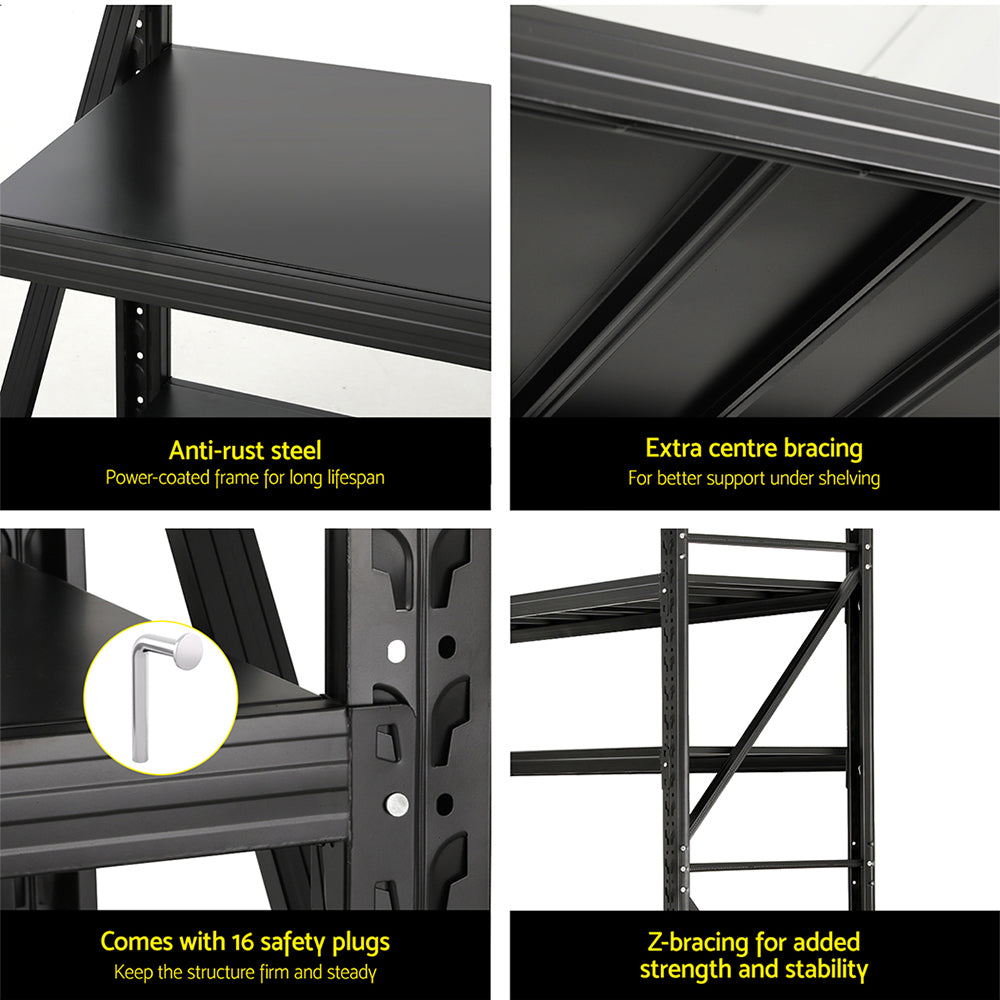 Giantz 2Mx1.8M Garage Shelving Warehouse Rack Pallet Racking Storage Shelf Black-Tools > Tools Storage > Wall Storage Racks-PEROZ Accessories