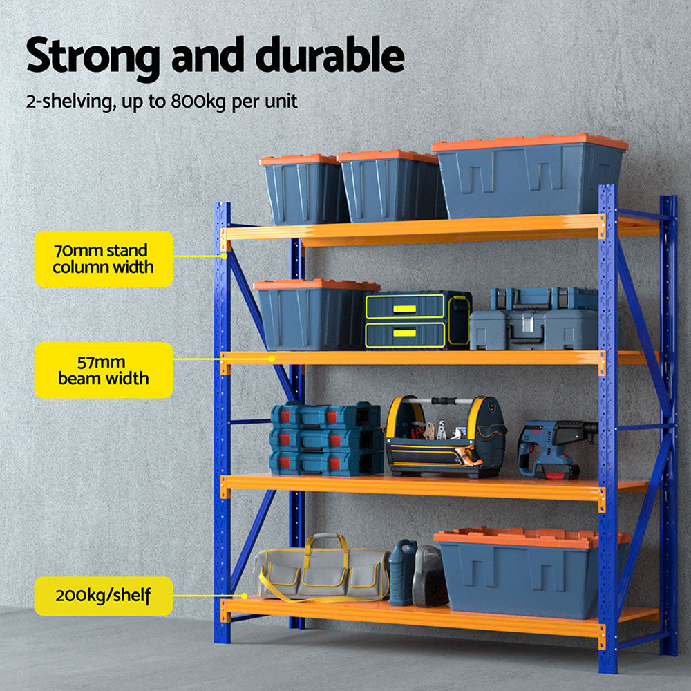 Giantz 4Mx1.8M Warehouse Shelving Garage Rack-Tools > Tools Storage > Wall Storage Racks-PEROZ Accessories