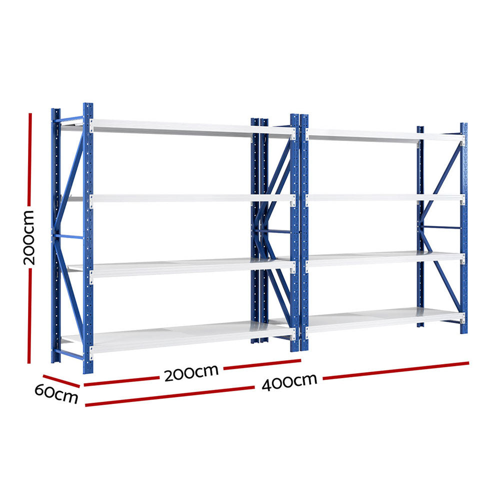 Giantz 4Mx2M Garage Shelving Warehouse Rack Blue-Tools > Tools Storage > Wall Storage Racks-PEROZ Accessories