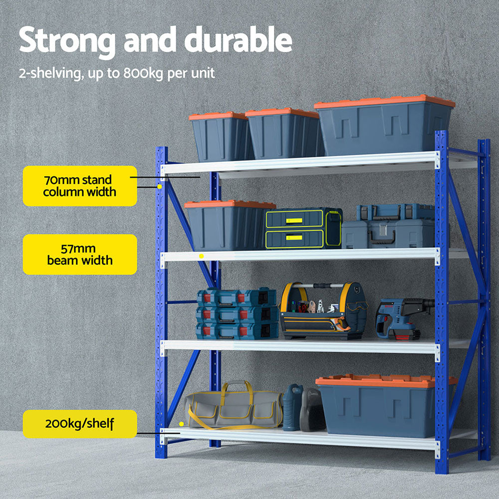 Giantz 4Mx2M Garage Shelving Warehouse Rack Blue-Tools > Tools Storage > Wall Storage Racks-PEROZ Accessories