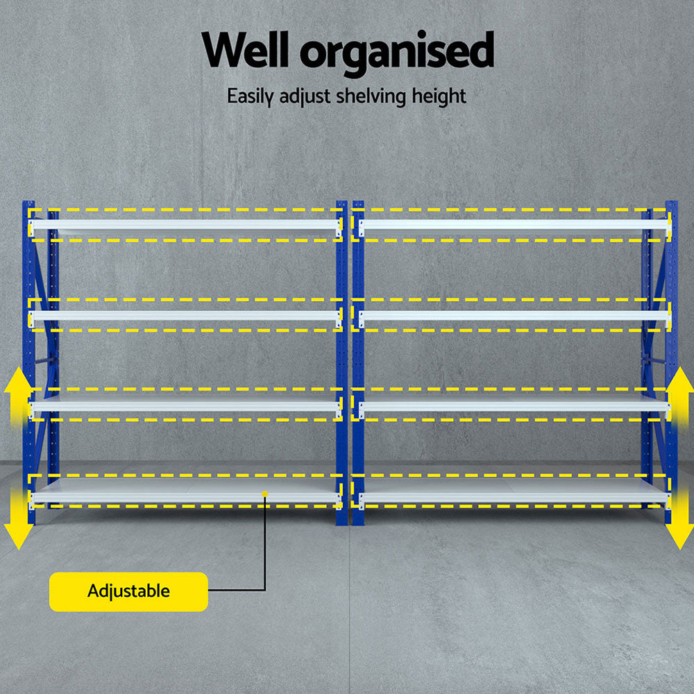 Giantz 4Mx2M Garage Shelving Warehouse Rack Blue-Tools > Tools Storage > Wall Storage Racks-PEROZ Accessories