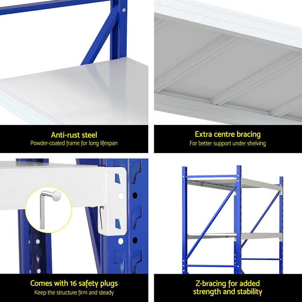 Giantz 4Mx2M Garage Shelving Warehouse Rack Blue-Tools > Tools Storage > Wall Storage Racks-PEROZ Accessories