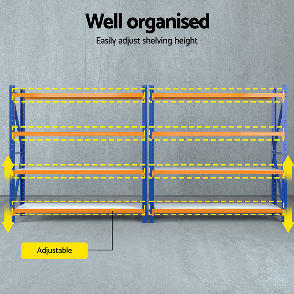 Giantz 4Mx2M Garage Shelving Warehouse Rack Orange-Tools > Tools Storage > Wall Storage Racks-PEROZ Accessories