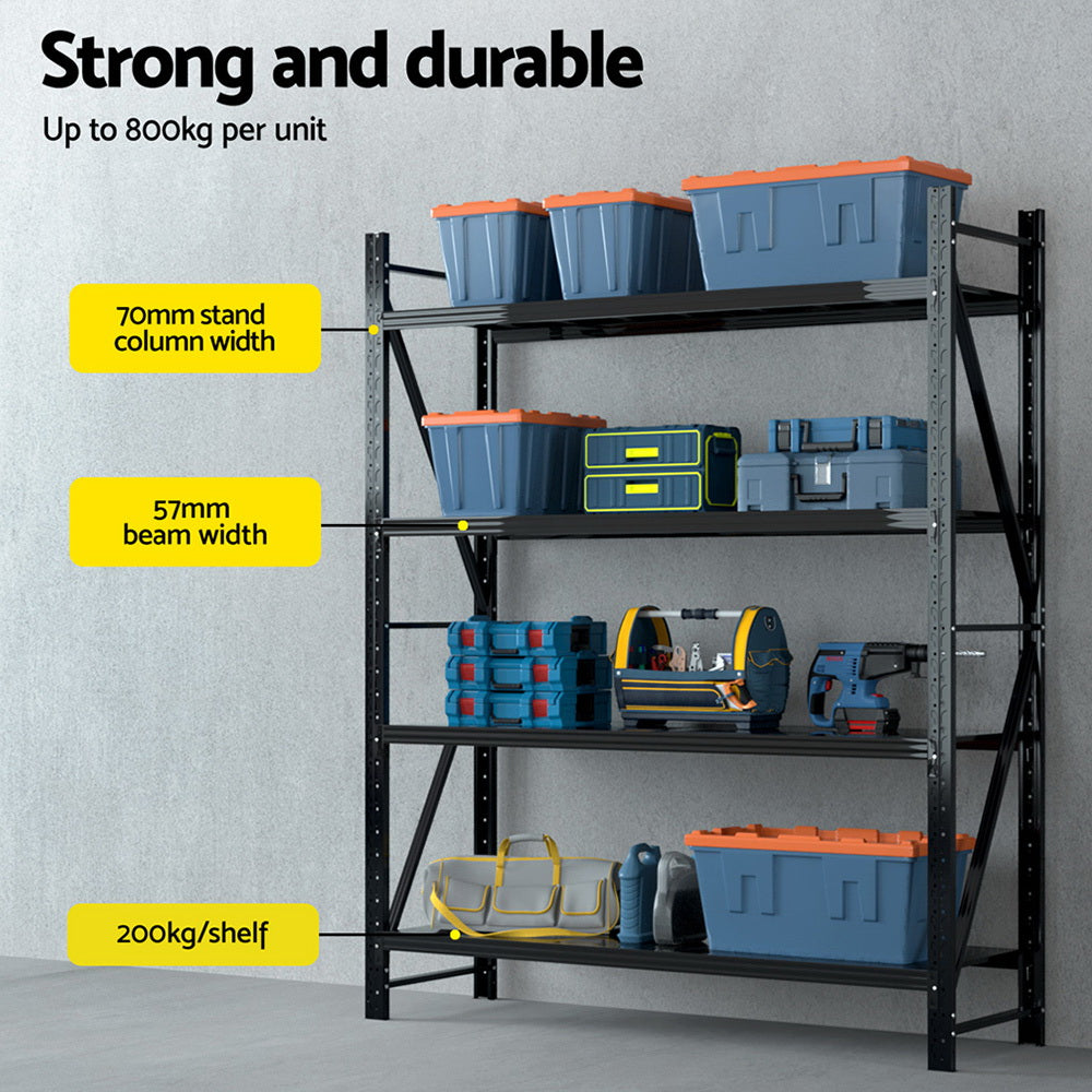 Giantz 2.4Mx2M Warehouse Shelving Garage Rack-Tools > Tools Storage > Utility Trolleys-PEROZ Accessories