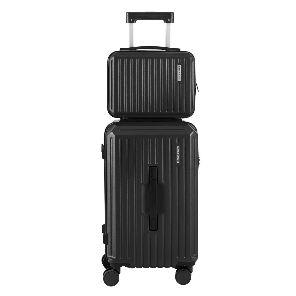 Wanderlite 2pcs Trunk Luggage Suitcase Travel Carry On TSA Lock 12" 20" Black-Home & Garden > Travel > Suitcases-PEROZ Accessories