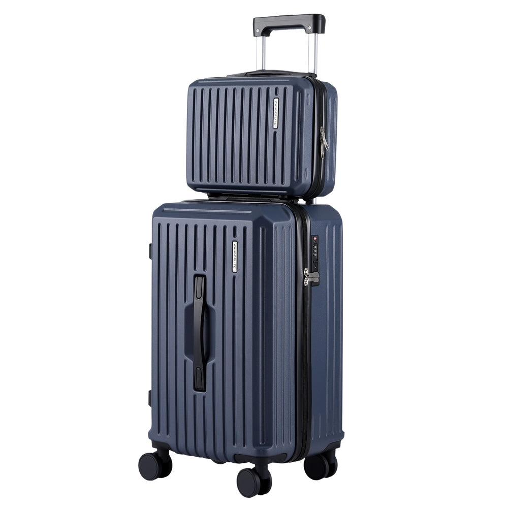 Wanderlite 2pcs Trunk Luggage Suitcase Travel Carry On TSA Lock 12" 20" Navy-Home & Garden > Travel > Suitcases-PEROZ Accessories